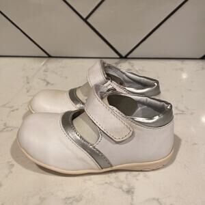 Gally Gait leather retro white silver shoes size 6 toddler wedding baptism